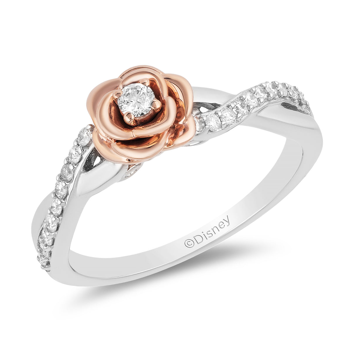 Disney Belle Rose Diamond Ring 9K Rose Gold CTTW Enchanted