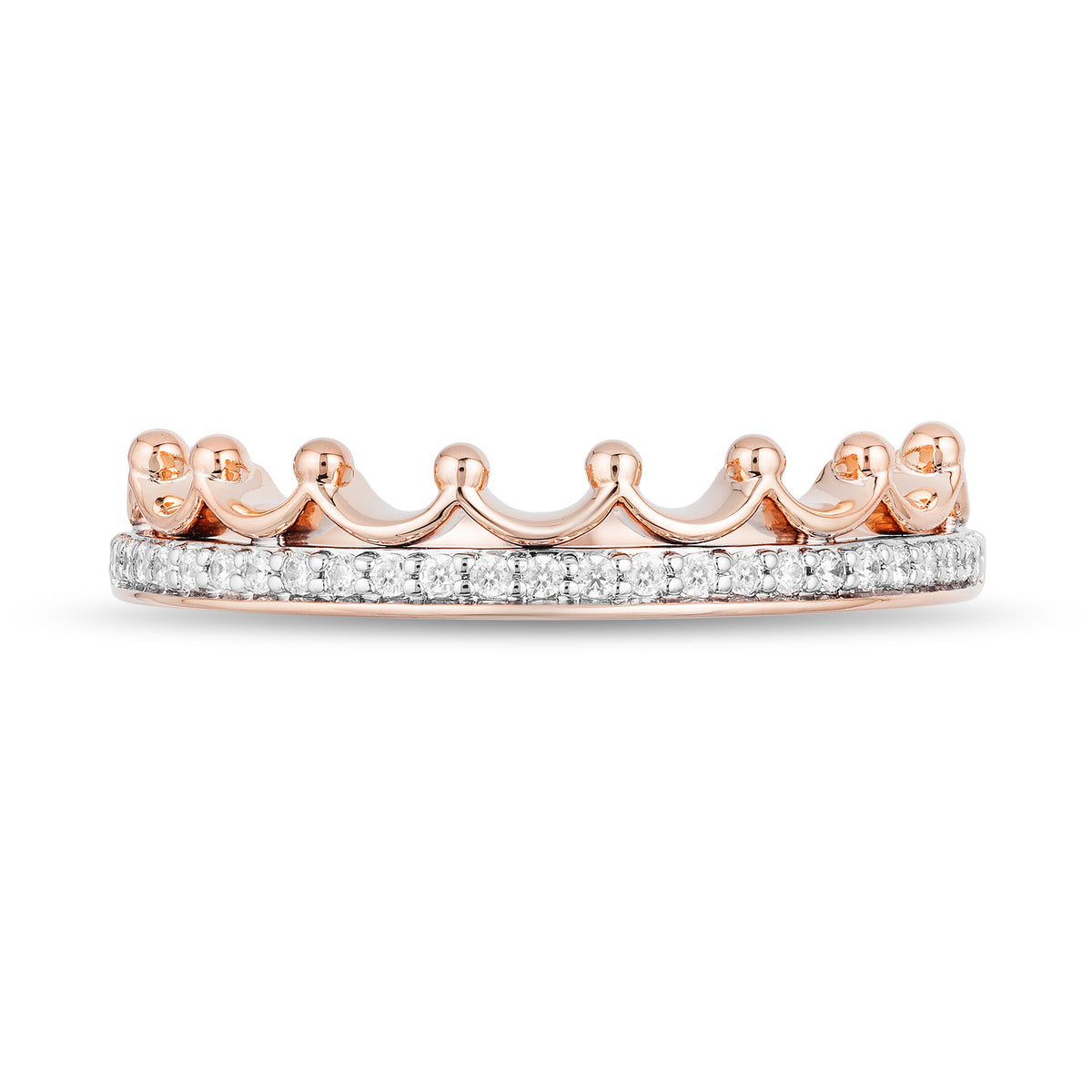Enchanted Disney Fine Jewelry 9K Rose Gold CTTW Diamond Majestic Princess Tiara Ring
