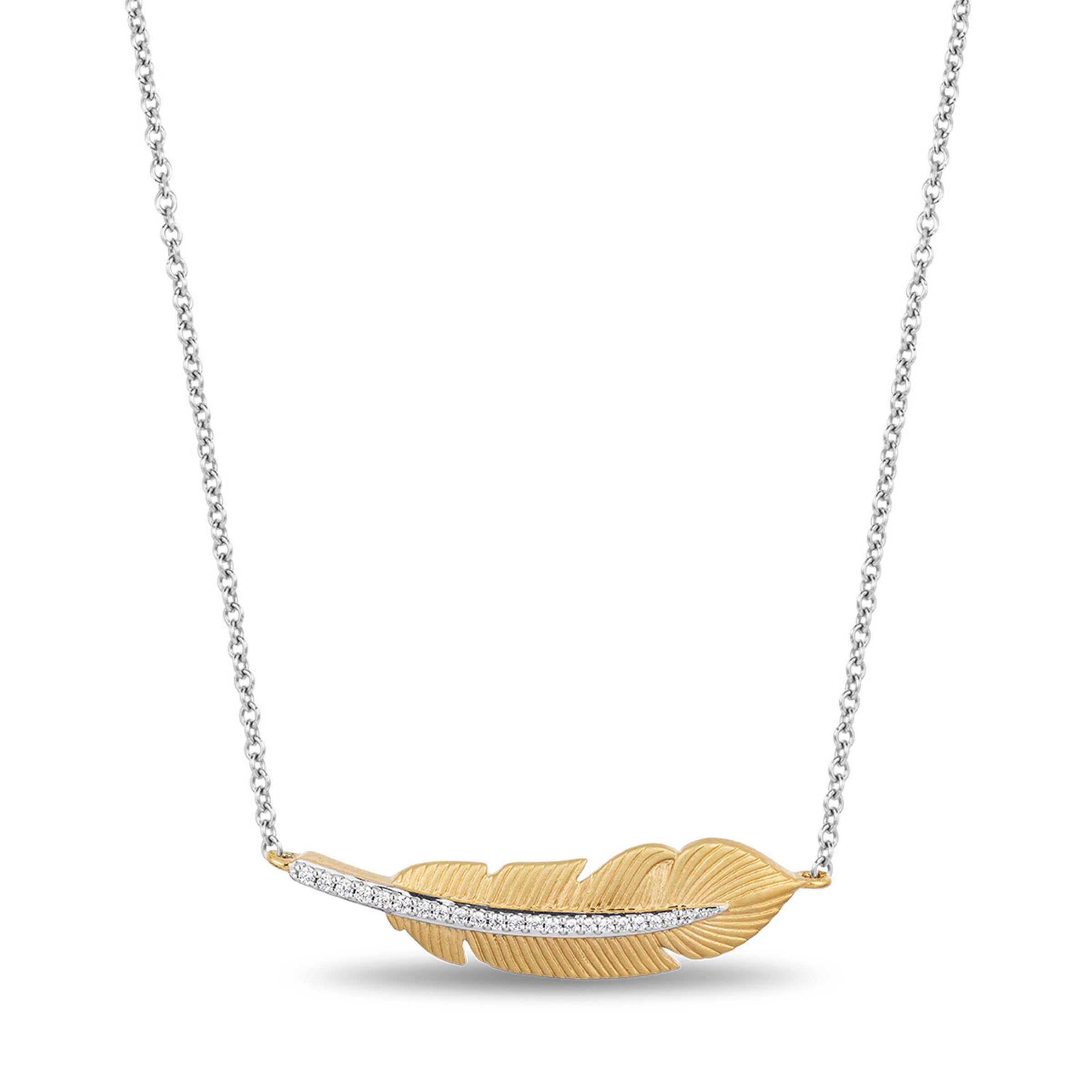 Disney Pocahontas Inspired Feather Pendant Diamond Necklace 0.10