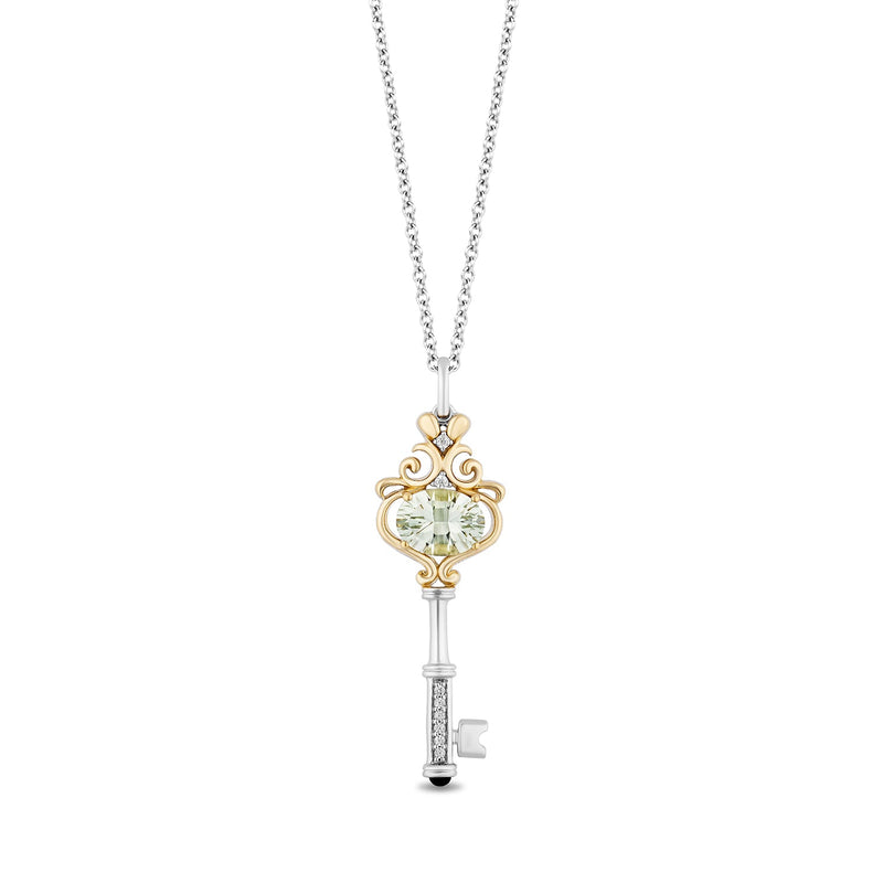 enchanted_disney-cinderella_fine_jewelry_sterling_silver_and_9k_yellow_gold_0_05_cttw_diamonds_with_green_amethyst_and_green_tourmaline_stepsisters_key_pendant_necklace_0.05CTTW_1