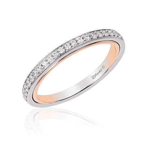 Enchanted Disney Fine Jewelry 14K White Gold and Rose Gold CTTW Belle Wedding Band