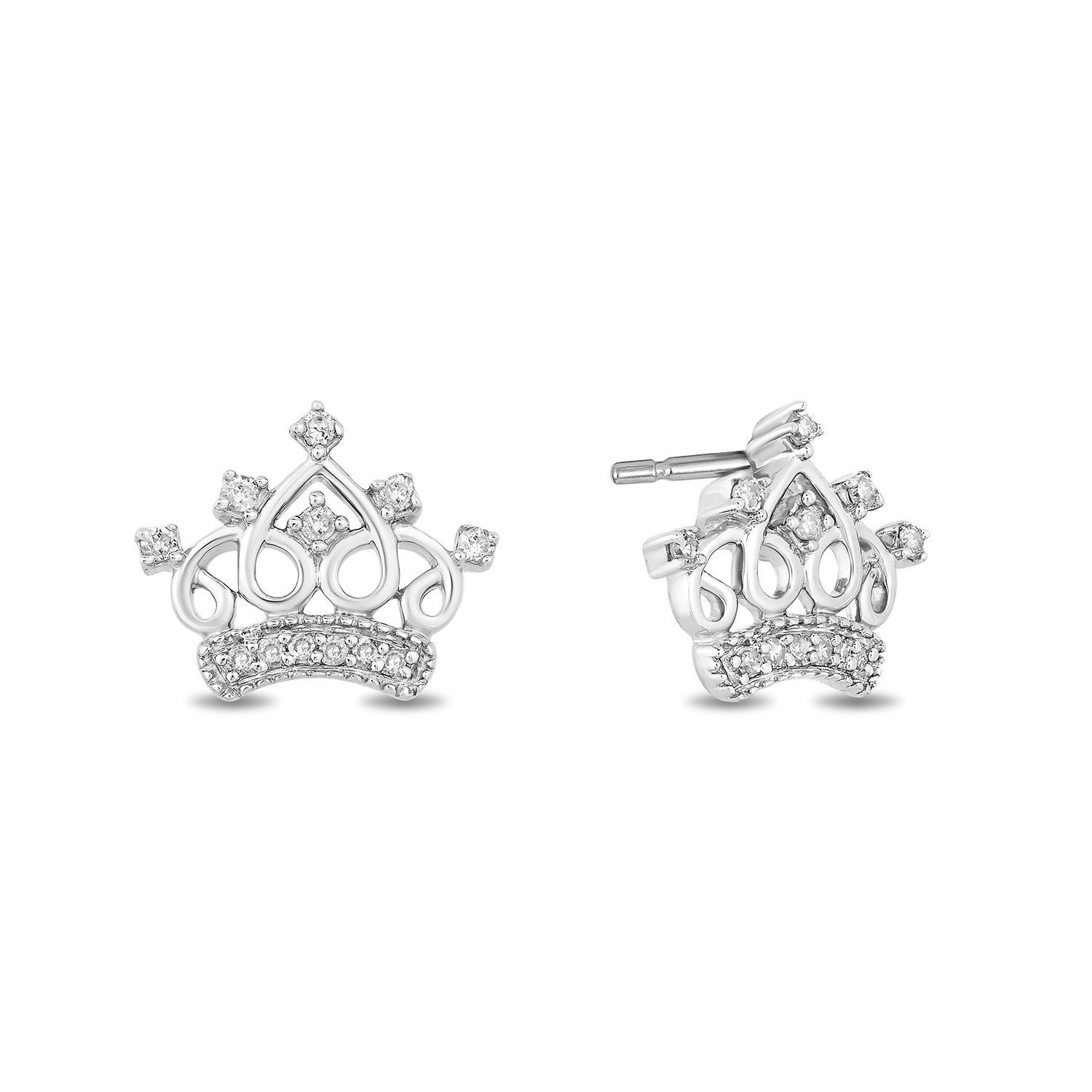 Silver hot sale crown earrings