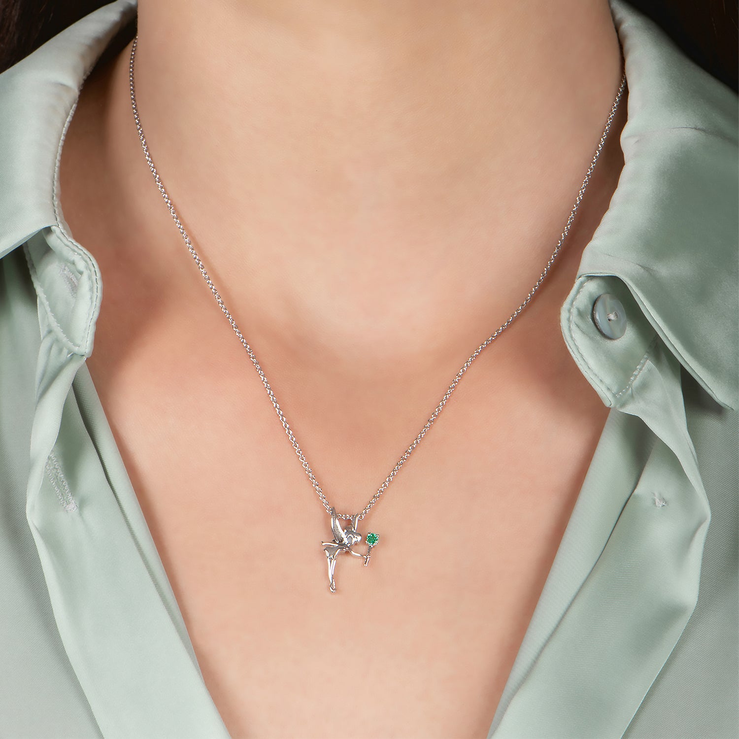 Disney Tinker Bell Emerald Diamond Pendant Enchanted Disney Fine