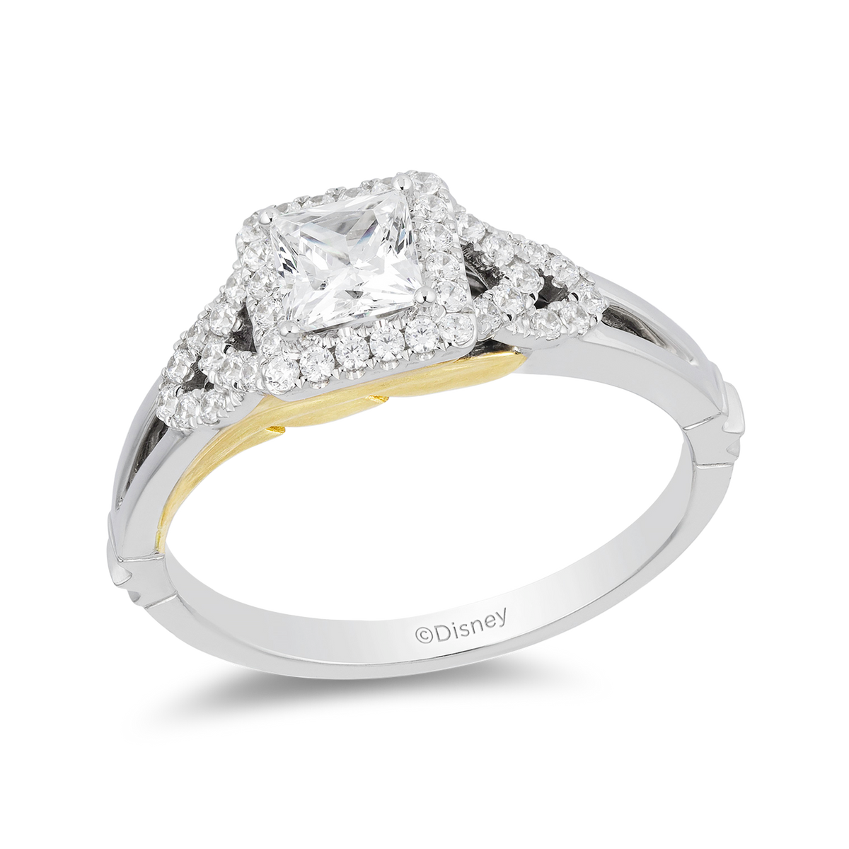 Enchanted Disney Fine Jewelry 14K White Gold and Yellow Gold CTTW  Pocahontas Engagement Ring